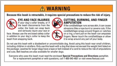Flexible Dog Leash Warnings